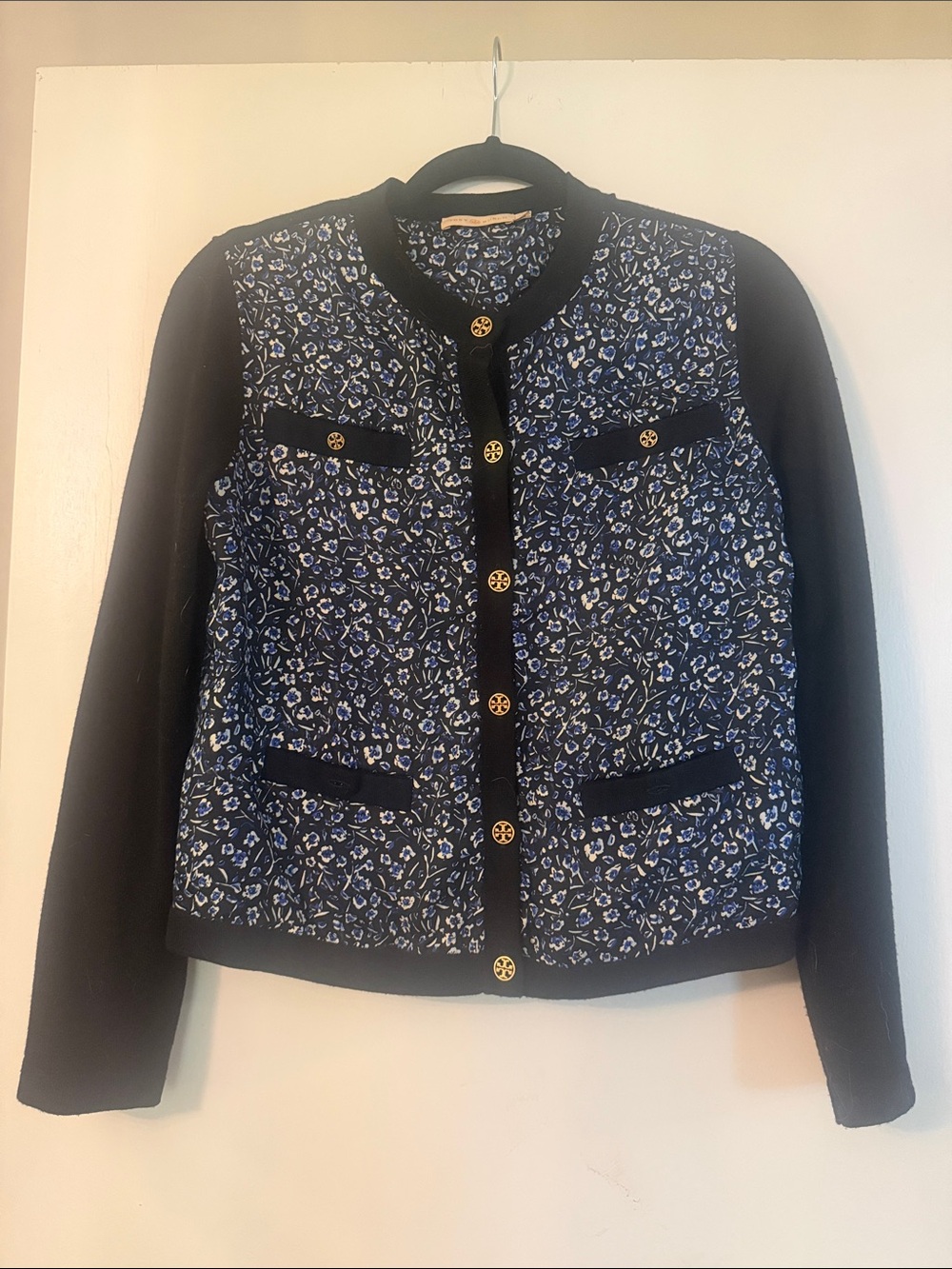 Tory Burch Women’s Navy Floral-Print Button Cardigan